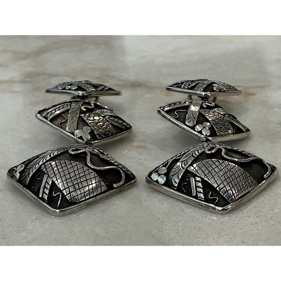 John Hardy Sterling Silver Diamond Shape Drop Dangle Earrings - Picture 6 of 10